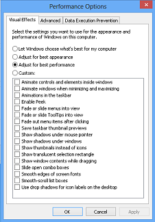 Windows Performance Options - Adjust for Best Performance